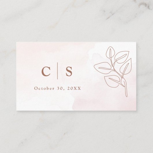 Minimalistisch Boho Botanische Hochzeit Platzkarte (Rückseite)