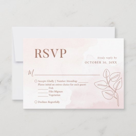 Minimalistisch Boho Botanische Hochzeit RSVP Karte (Vorderseite)