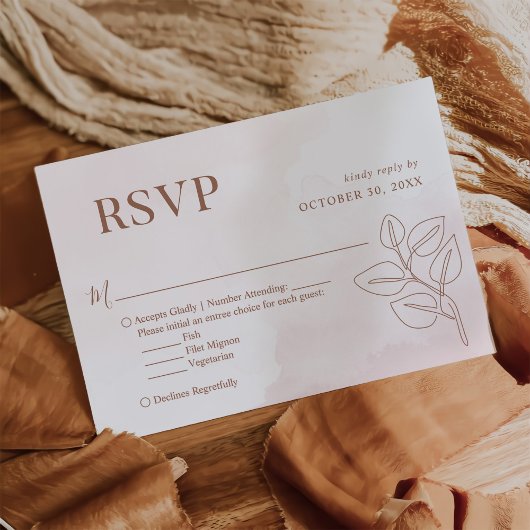 Minimalistisch Boho Botanische Hochzeit RSVP Karte