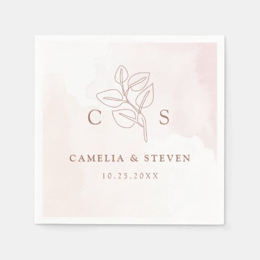 Minimalistisch Boho Botanische Hochzeit Serviette (Vorderseite)