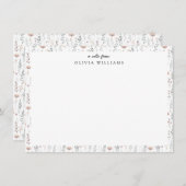 Minimalistisch Boho Botanische Wildblume Blumennam Mitteilungskarte (Vorne/Hinten)