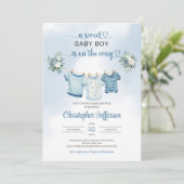 Minimalistisch Boho Boy Baby Dusche Kinderzimmer K Einladung (Stehend Vorderseite)