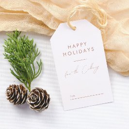 Minimalistisch Boho Brown Script Family Name Weihn Geschenkanhänger