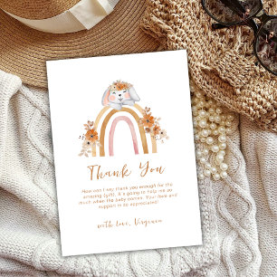 Minimalistisch Boho Bunny Rainbow Floral Baby Dusc Dankeskarte