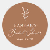 Minimalistisch Boho Burnt Orange Brautparty Runder Aufkleber (Vorderseite)