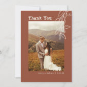 Minimalistisch Boho Burnt Orange Schreibwriter Wed Dankeskarte (Vorderseite)