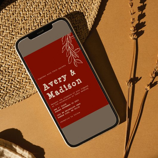 Minimalistisch Boho Burnt Orange Schreibwriter Wed Einladung