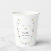 Minimalistisch Boho Butterfly Wildblume Babydusche Pappbecher (Rückseite)