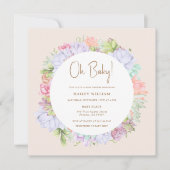 Minimalistisch Boho Cactus Desert Oh Babydusche Einladung (Vorderseite)