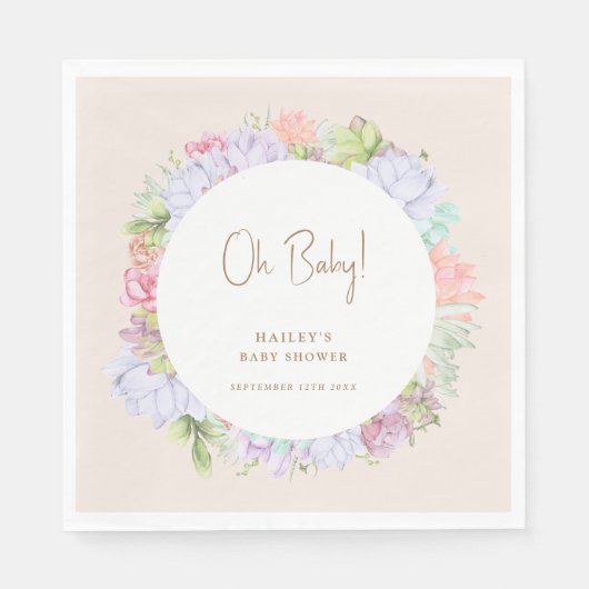 Minimalistisch Boho Cactus Desert Oh Babydusche Serviette (Vorderseite)