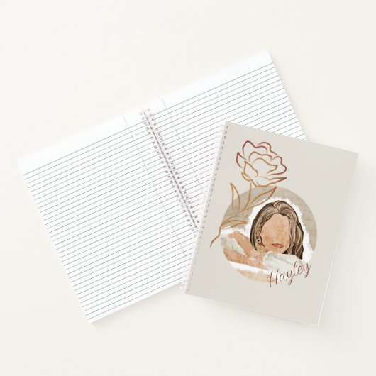 Minimalistisch Boho Earth Tone Monogram Notizblock (Innenseite)