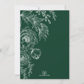 Minimalistisch Boho Emerald Green White Wedding Einladung (Rückseite)