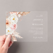 Minimalistisch Boho Fall Floral Wedding Acryleinladungen (Insitu (Handheld))
