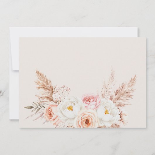 Minimalistisch Boho Fall Floral Wedding Einladung (Rückseite)
