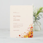 Minimalistisch Boho Fall Floral Wedding Einladung (Stehend Vorderseite)