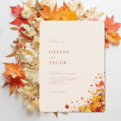 Minimalistisch Boho Fall Floral Wedding Einladung