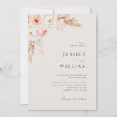 Minimalistisch Boho Fall Floral Wedding Einladung (Vorderseite)
