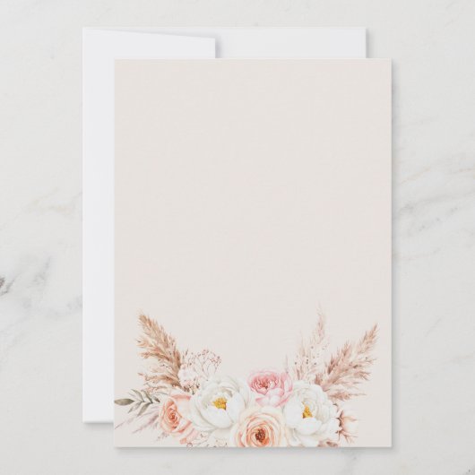 Minimalistisch Boho Fall Floral Wedding Einladung (Rückseite)