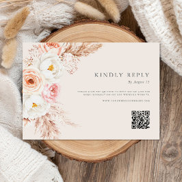 Minimalistisch Boho Fall Floral Wedding RSVP Karte