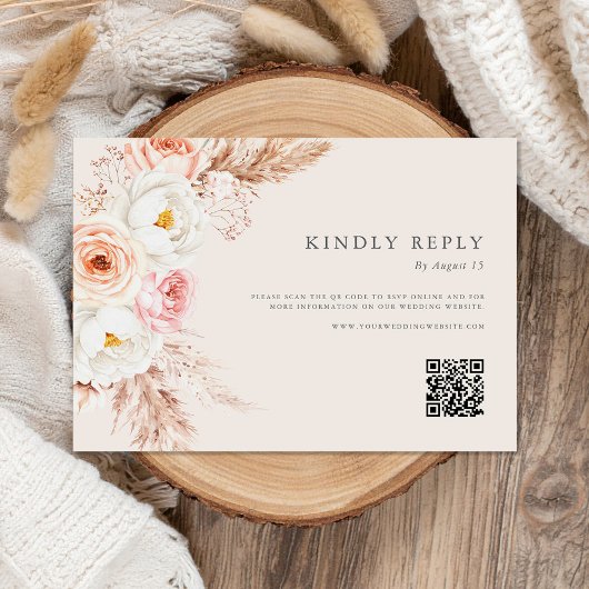 Minimalistisch Boho Fall Floral Wedding RSVP Karte