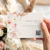 Minimalistisch Boho Fall Floral Wedding RSVP Karte