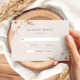 Minimalistisch Boho Fall Floral Wedding RSVP Karte