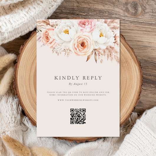 Minimalistisch Boho Fall Floral Wedding RSVP Karte