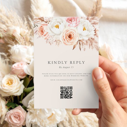 Minimalistisch Boho Fall Floral Wedding RSVP Karte