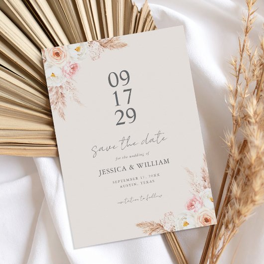 Minimalistisch Boho Fall Floral Wedding Save The Date