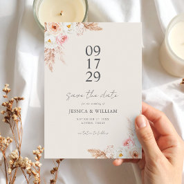 Minimalistisch Boho Fall Floral Wedding Save The Date