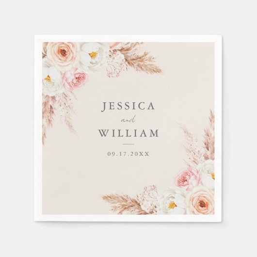 Minimalistisch Boho Fall Floral Wedding Serviette (Vorderseite)