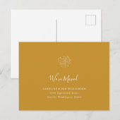 Minimalistisch Boho Floral bewegte Adresse gelb Postkarte (Vorne/Hinten)