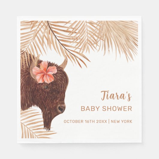 Minimalistisch Boho Floral Holy Cow Girl Babydusch Serviette (Vorderseite)