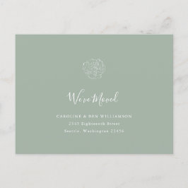 Minimalistisch Boho Floral Moved Address Sage Gree Postkarte