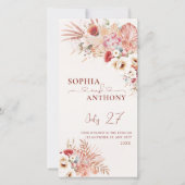 Minimalistisch Boho Floral QR Code Wedding Save The Date (Vorderseite)