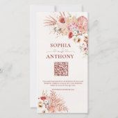 Minimalistisch Boho Floral QR Code Wedding Save The Date (Rückseite)
