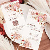 Minimalistisch Boho Floral QR Code Wedding Save The Date