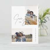 Minimalistisch Boho Foto Save the Date Einladung (Stehend Vorderseite)