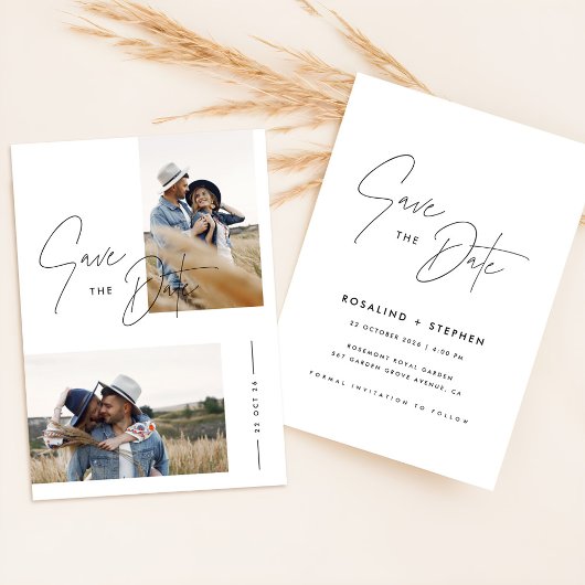 Minimalistisch Boho Foto Save the Date Einladung
