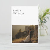 Minimalistisch Boho Foto Wedding Einladung (Stehend Vorderseite)