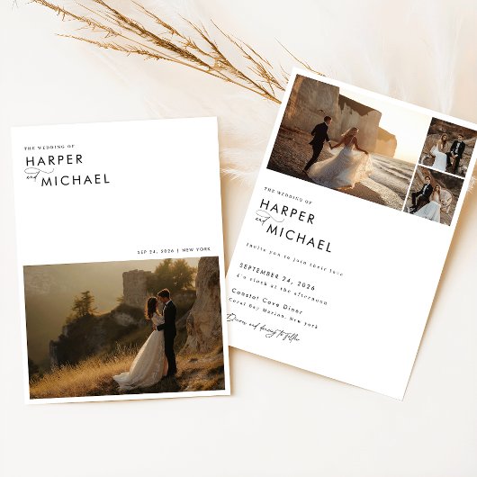 Minimalistisch Boho Foto Wedding Einladung