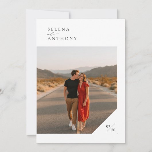 Minimalistisch Boho Foto Wedding Einladung (Vorderseite)