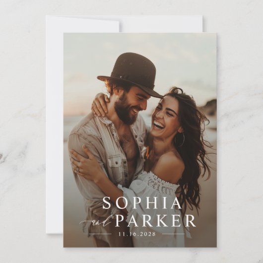 Minimalistisch Boho Foto Wedding Einladung (Vorderseite)