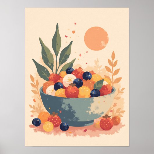 Minimalistisch Boho Fruchtsalat Abstrakte Küche Wa Poster (Vorne)