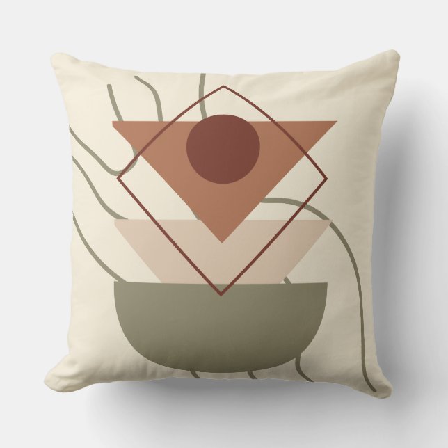 Minimalistisch Boho Geometric Pillow - Beige & Ear Kissen (Vorderseite)