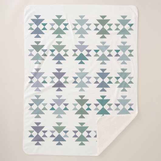 Minimalistisch Boho Geometric Südwest Blue Pastels Sherpadecke (Vorderseite)