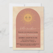 Minimalistisch Boho Girl Hello Sunshine Babydusche Einladung (Vorderseite)