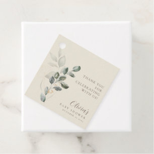 Minimalistisch Boho Gold Greenery Baby Shower Geschenkanhänger