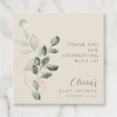 Minimalistisch Boho Gold Greenery Baby Shower Geschenkanhänger (Vorderseite)