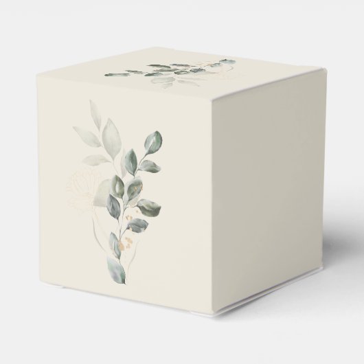 Minimalistisch Boho Gold Greenery Baby Shower Geschenkschachtel (Rückseite)